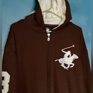 Men’s brown Polo zip hoodie SZ 4X